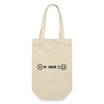 gluecklich_2026 - Geschenkbeutel für Flaschen - Natur - Vorne