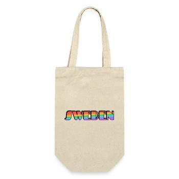 Gay Sweden Rainbow Typografie - Geschenkbeutel für Flaschen - Natur - Vorne