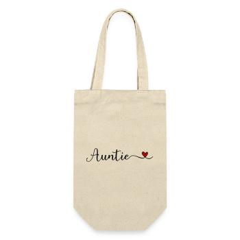 Auntie Typography with a Heart handwritten Font De - Gift Bag for Bottles - nature - Front