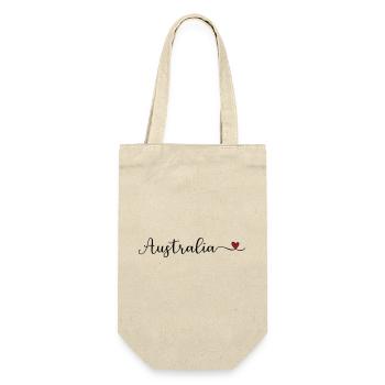 Australia Australien Schriftzug mit Herz - Geschenkbeutel für Flaschen - Natur - Vorne