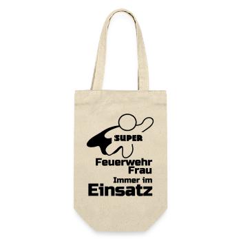 Super Feuerwehrfrau Geschenk - Geschenkbeutel für Flaschen - Natur - Vorne
