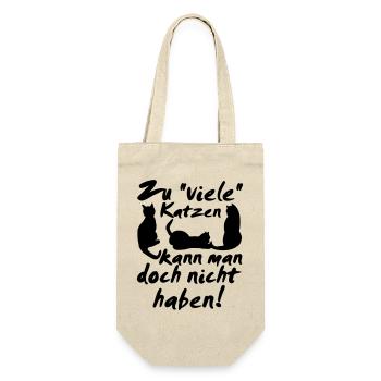 Katzen Spruch Katze Tier Haustier Geschenk lustig - Geschenkbeutel für Flaschen - Natur - Vorne