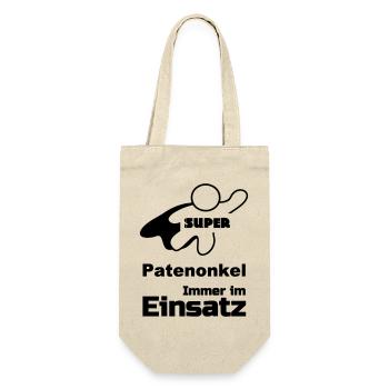 Super Patenonkel Taufe, Familie, Geschenk - Geschenkbeutel für Flaschen - Natur - Vorne