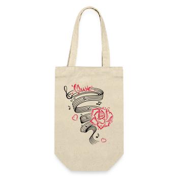 Music notes with music sheet and rose. - Gift Bag for Bottles - nature - Front