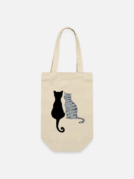 Schwarze und graue Katzen - Geschenkbeutel für Flaschen - Natur