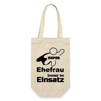 Super Ehefrau Geschenk - Geschenkbeutel für Flaschen - Natur - Vorne