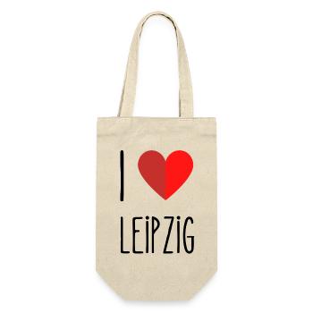 I love Leibzig - Geschenkbeutel für Flaschen - Natur - Vorne