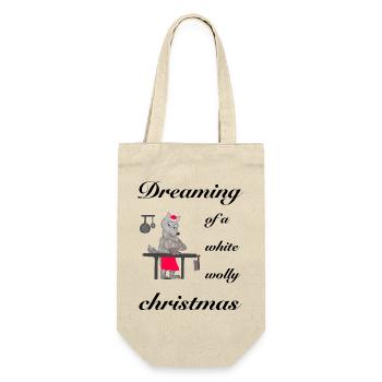 White woolly Christmas, Merry Christmas - Gift Bag for Bottles - nature - Front