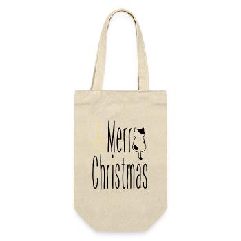 Pfotschafter Weihnachten - Merry Christmas Katze - Geschenkbeutel für Flaschen - Natur - Vorne