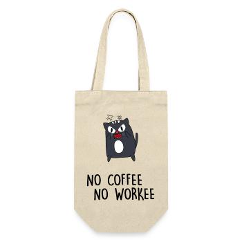 location fatiguée cat « pas de café pas de travail » journée de travail - Sac à bouteille - nature - Devant