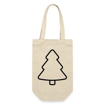 Tannenbaum Icon Weihnachtsbaum Kontur - Geschenkbeutel für Flaschen - Natur - Vorne
