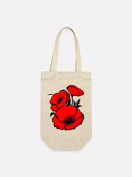 Mohn Blume - Geschenkbeutel für Flaschen - Natur