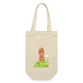 Vegan Osterhase | Tierschutz zu Ostern | Geschenk - Geschenkbeutel für Flaschen - Natur - Vorne