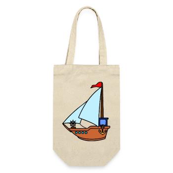 Spielzeug-Segelboot - Geschenkbeutel für Flaschen - Natur - Vorne