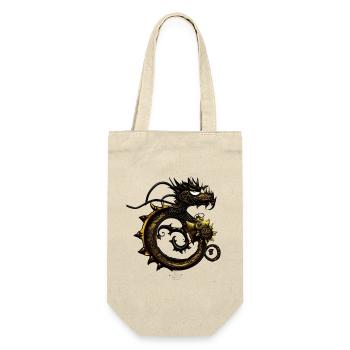 Steampunk - Dragon - Geschenkbeutel für Flaschen - Natur - Vorne