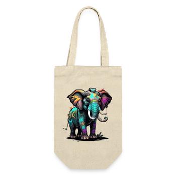 Graffiti Elefant - Geschenkbeutel für Flaschen - Natur - Vorne