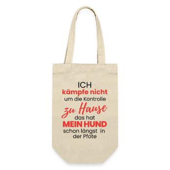 ICH KÄMPFE NICHT ... Hund Hunde - Geschenkbeutel für Flaschen - Natur - Vorne