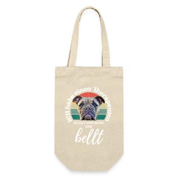 ICH HABE EINEN THERAPEUTEN - Hund Hunde Bulldogge - Geschenkbeutel für Flaschen - Natur - Vorne
