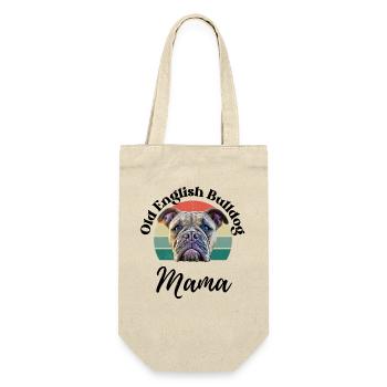 OLD ENGLISH BULLDOG MAMA ... Hund Hunde Bulldogge - Geschenkbeutel für Flaschen - Natur - Vorne