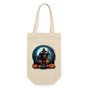 Halloween Haus - Geschenkbeutel für Flaschen - Natur - Vorne