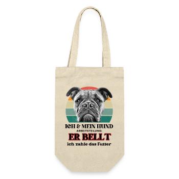 Hundesprüche Hund Hunde Bulldogge - Geschenkbeutel für Flaschen - Natur - Vorne