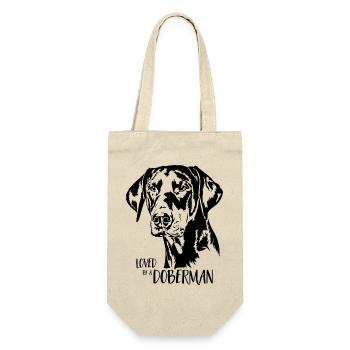 Aimé par un chien Doberman disant Doberman Wilsigns - Sac à bouteille - nature - Devant