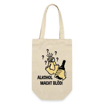 Alkohol Macht Blöd! (Karikatur / 3C) - Geschenkbeutel für Flaschen - Natur - Vorne