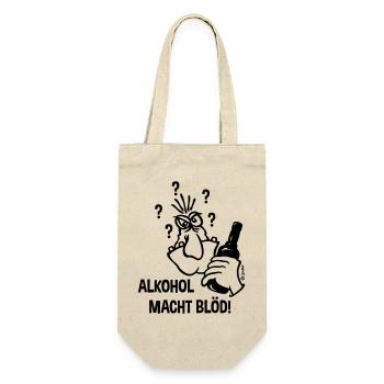 Alkohol Macht Blöd! (Karikatur / 1C) - Geschenkbeutel für Flaschen - Natur - Vorne