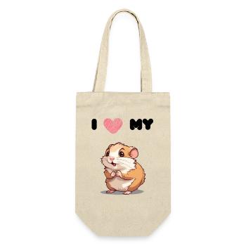 Hamsterliebe - süßer Hamster - Geschenkbeutel für Flaschen - Natur - Vorne