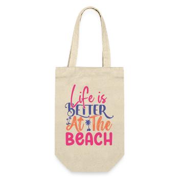 Am Strand lässt es sich besser leben - Geschenkbeutel für Flaschen - Natur - Vorne