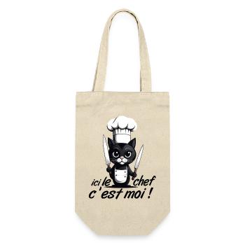 ici le chef c'est moi ! humour chat chef cuisine - Sac à bouteille - nature - Devant