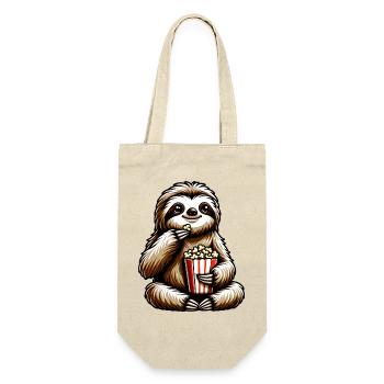 Faultier Popcorn Kino Filmabend - Geschenkbeutel für Flaschen - Natur - Vorne