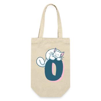 Katze Buchstabe O - Geschenkbeutel für Flaschen - Natur - Vorne