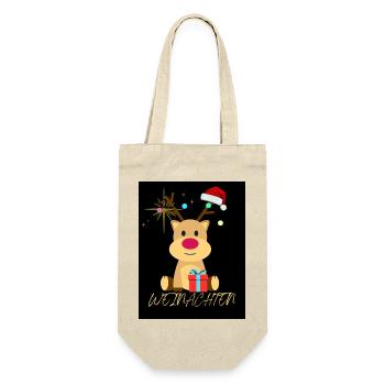 Weihnachten Rentier - Geschenkbeutel für Flaschen - Natur - Vorne