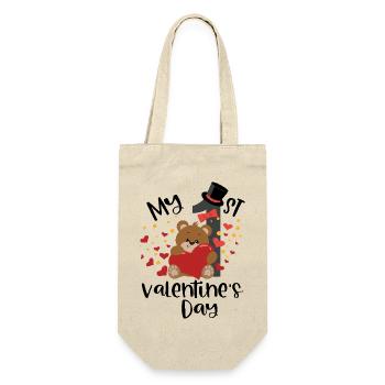 xoxo love you amore Blumen Frauen Valentinstag 14 - Geschenkbeutel für Flaschen - Natur - Vorne