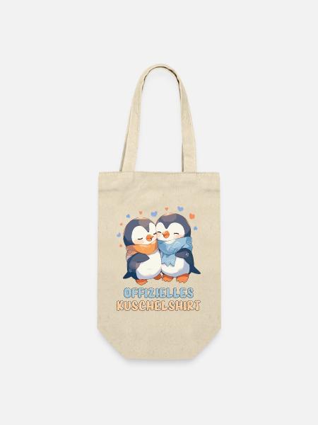 Offizielles Kuschelshirt Pinguine Liebe Herz Süß - Geschenkbeutel für Flaschen - Natur