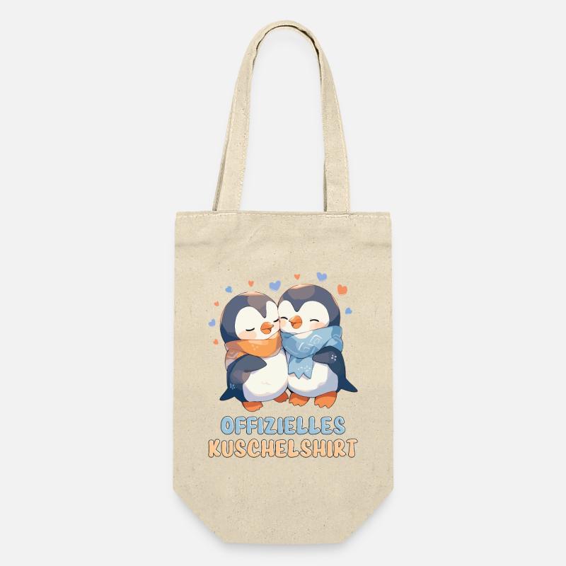 Offizielles Kuschelshirt Pinguine Liebe Herz Süß - Geschenkbeutel für Flaschen - Natur