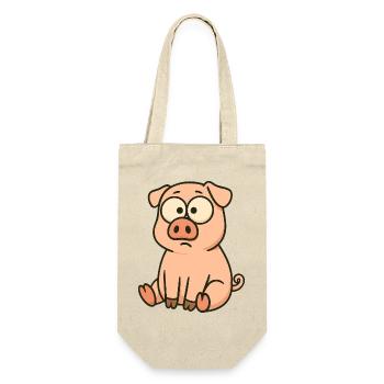 Süßes Cartoon Schwein lustig verwirrt Clumsy - Geschenkbeutel für Flaschen - Natur - Vorne