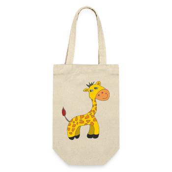 Charming Giraffe Caricature on Plush - Gift Bag for Bottles - nature - Front