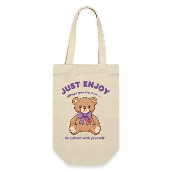 Teddybär Sei geduldig mit dir selbst - Geschenkbeutel für Flaschen - Natur - Vorne