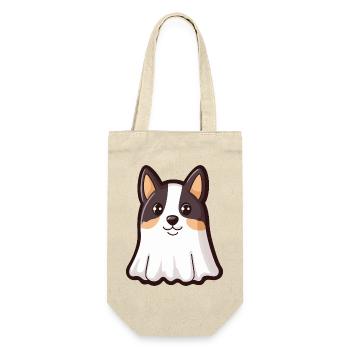 Border Collie Hund Halloween Geist - Geschenkbeutel für Flaschen - Natur - Vorne