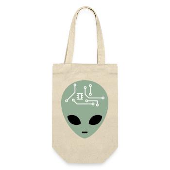 Alien Head mit Schaltkreisen (drei Farben) - Geschenkbeutel für Flaschen - Natur - Vorne