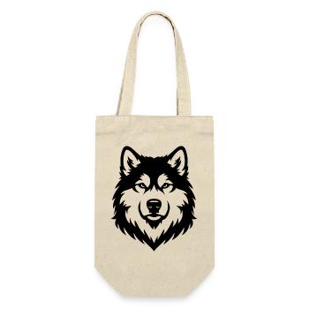 Alaskan Malamute schwaz - Geschenkbeutel für Flaschen - Natur - Vorne