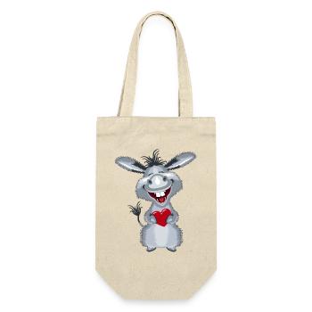 herz_esel1 - Geschenkbeutel für Flaschen - Natur - Vorne