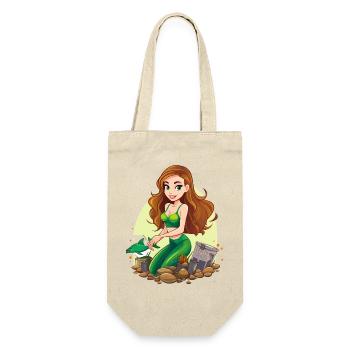 Green mermaid on pebble beach - Gift Bag for Bottles - nature - Front