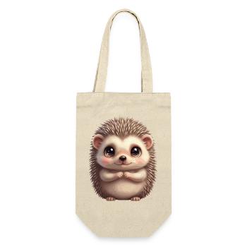 Kuscheliger Igel Cartoon - Geschenkbeutel für Flaschen - Natur - Vorne