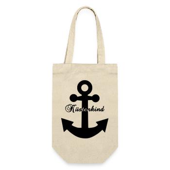 Küstenkind Anker - Maritimes Design Nordsee Liebe  - Geschenkbeutel für Flaschen - Natur - Vorne