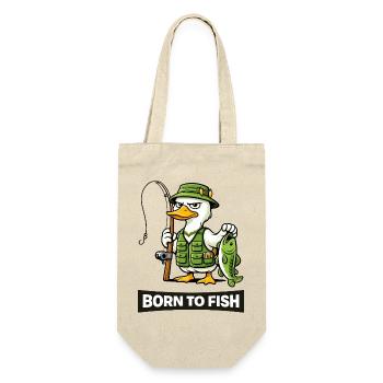 Geboren als Sohn eines Fischenten-Anglers - Geschenkbeutel für Flaschen - Natur - Vorne
