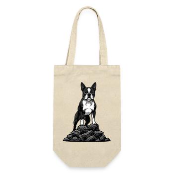 Boston Terrier Dog on Rock Tuxedo Portrait - Gift Bag for Bottles - nature - Front