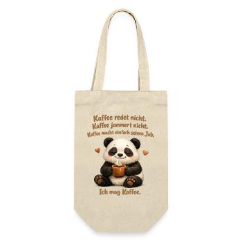 Panda Kaffee redet nicht lustiger Kaffee Spruch - Geschenkbeutel für Flaschen - Natur - Vorne
